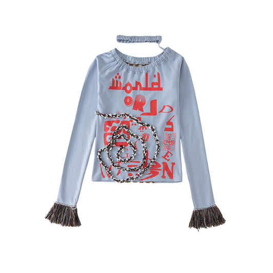 "WORLD SEEN WHILE SWIMMING" asymmetrical long sleeve