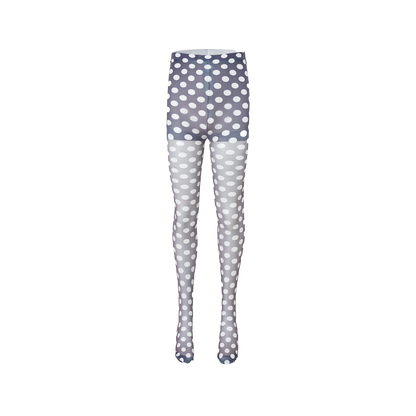“Polka Dot Dimension” original light gray hand-drawn polka dot print 10D ultra-thin stockings