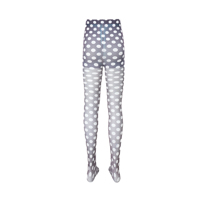 “Polka Dot Dimension” original light gray hand-drawn polka dot print 10D ultra-thin stockings