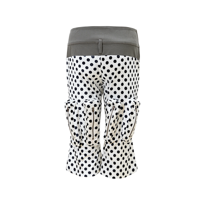 “Childish” irregularly stitched polka dot wide-leg casual pants