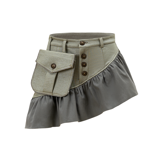 “Bubble Economy” asymmetrical imperfection versatile shaped short skirt