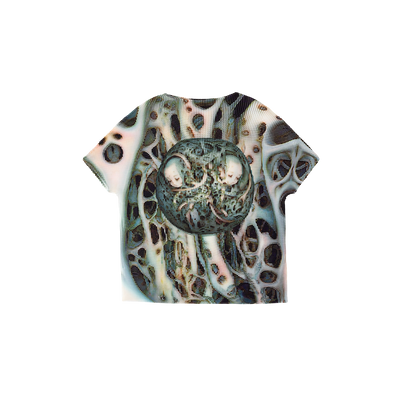 “Symbiosis Vine” miyake texture original print wrinkle slimming T-Shirt stretch versatile